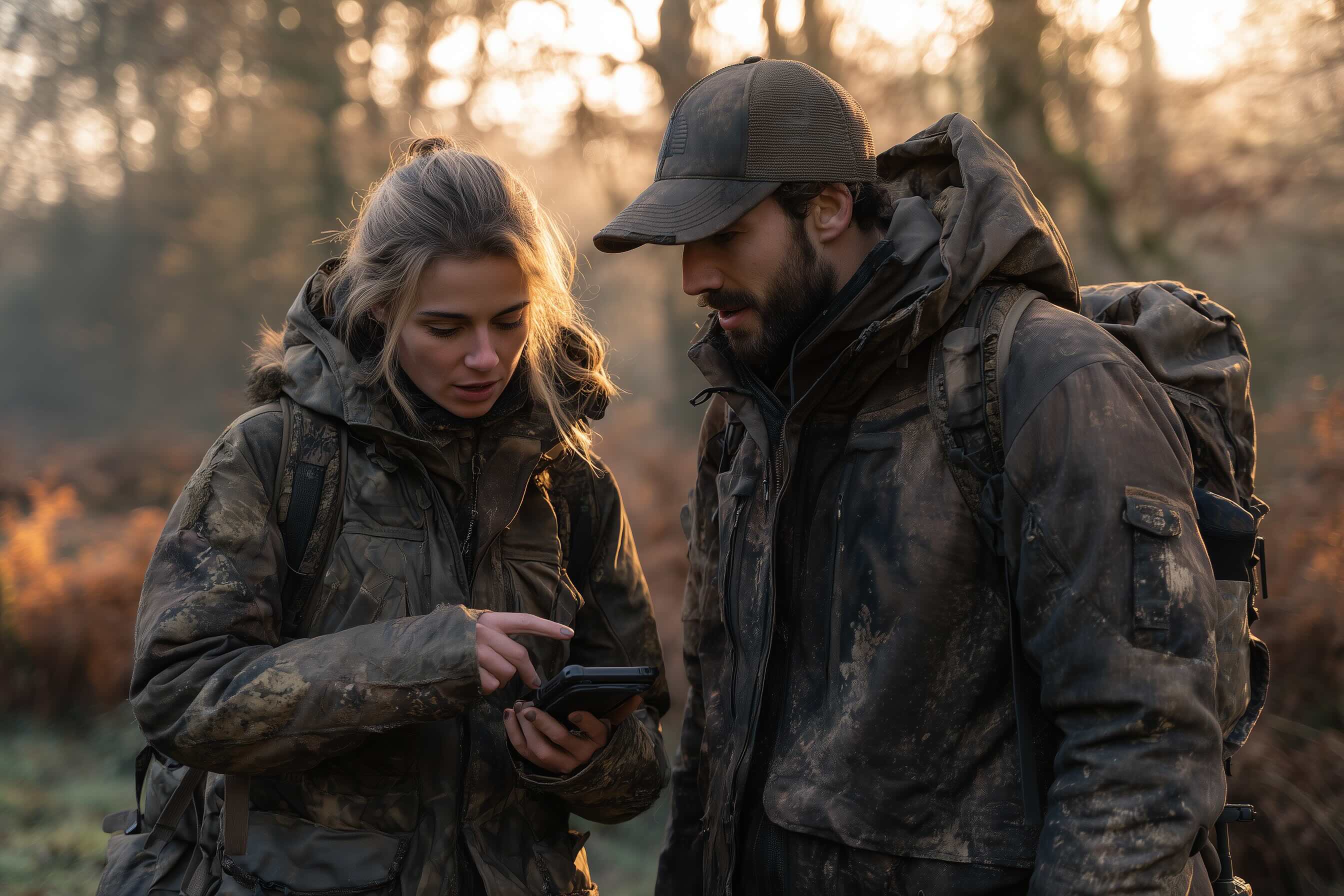 Trail camera in woodland setting